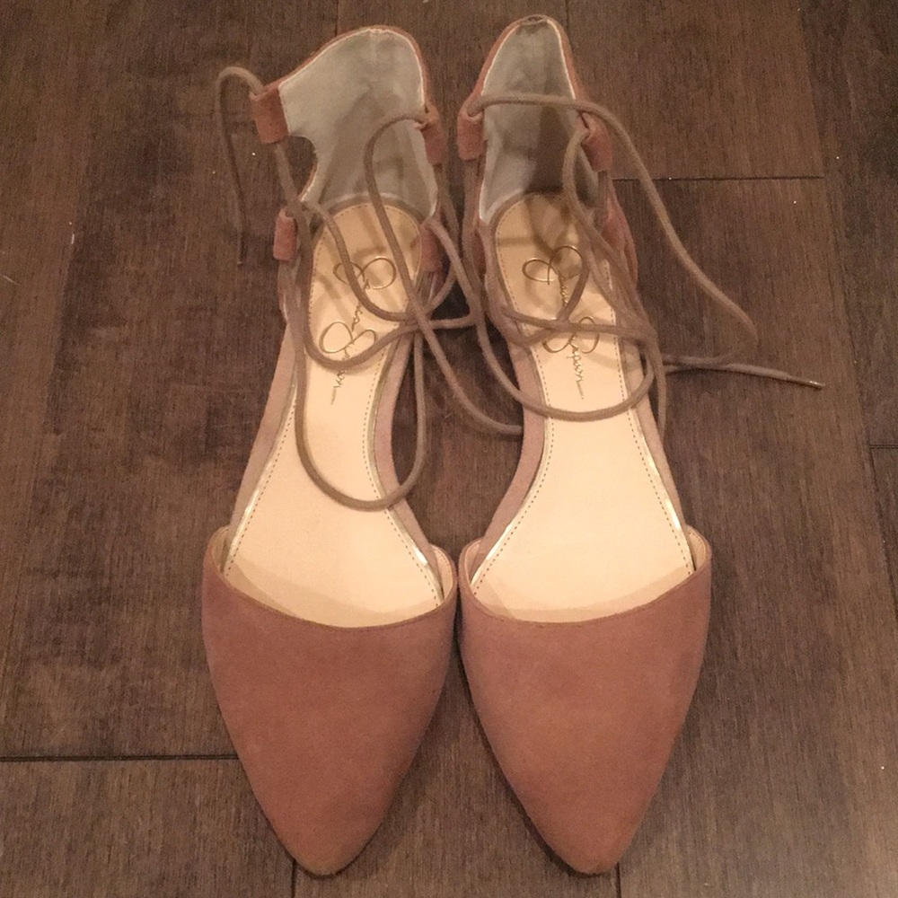 Like new tie up pointed toe flats